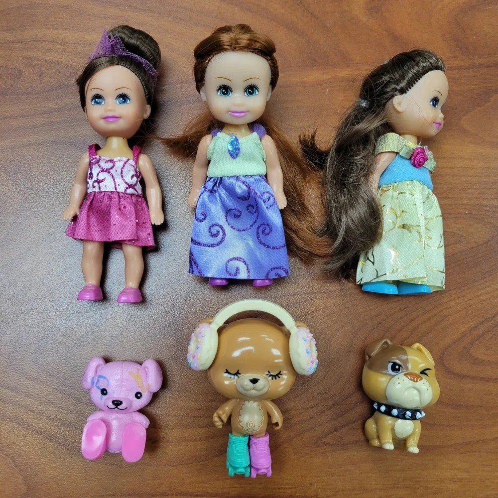 Funville Sparkle Girls dolls lot of 3 with pets